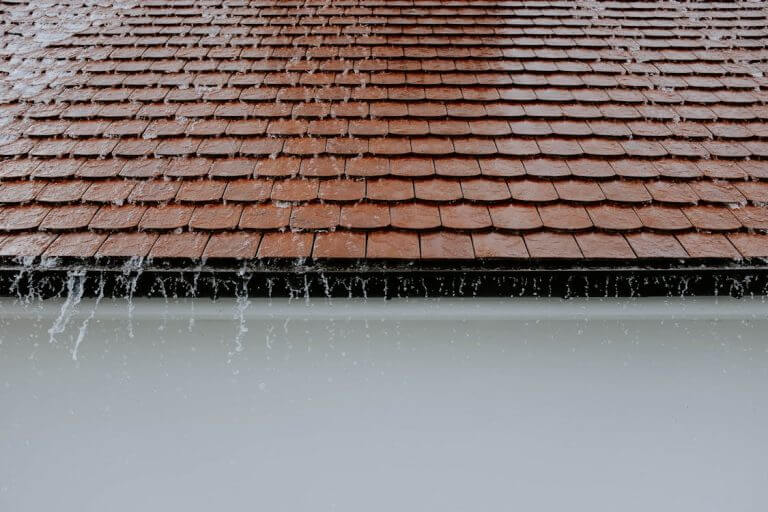 Rainwater running off the roof